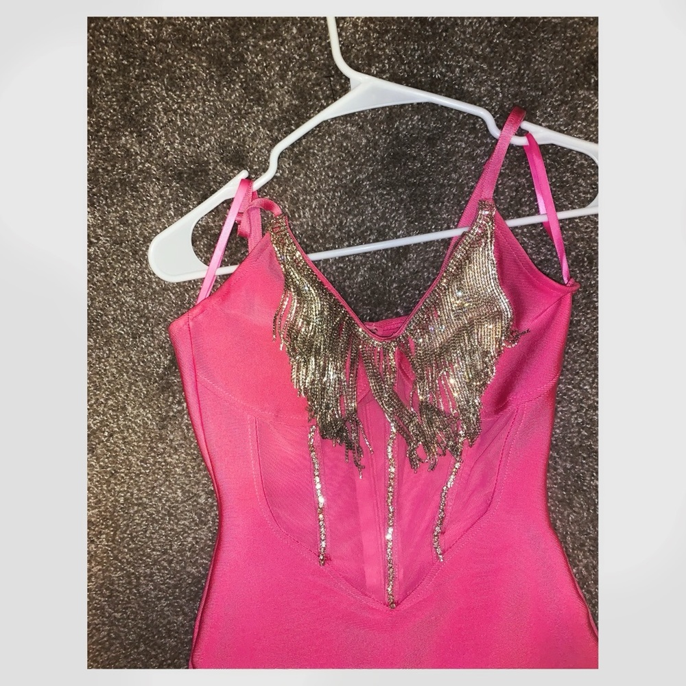AKIRA Corset Sparkly Fringe Dress